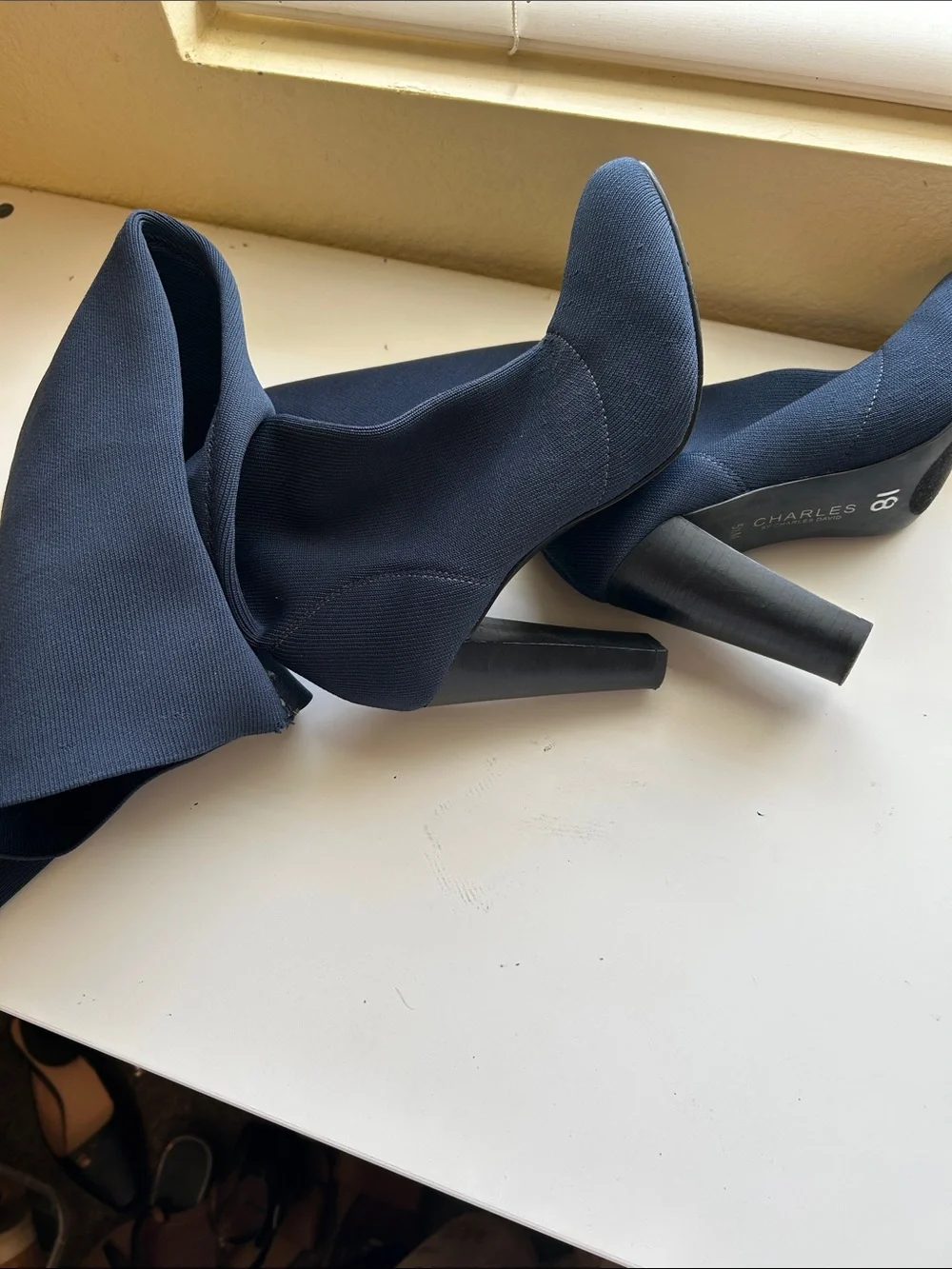 Charles David Navy Over-the-Knee Block Heel Boots